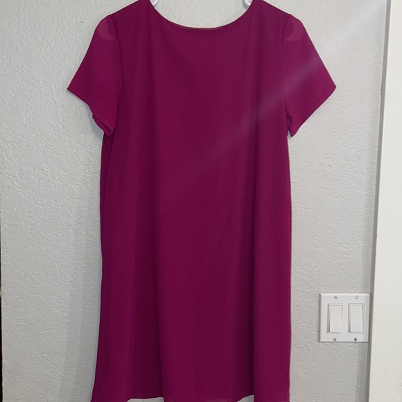 Lulu’s Fushia Midi‎ Sheer V Neck Dress M - Picture 3 of 3